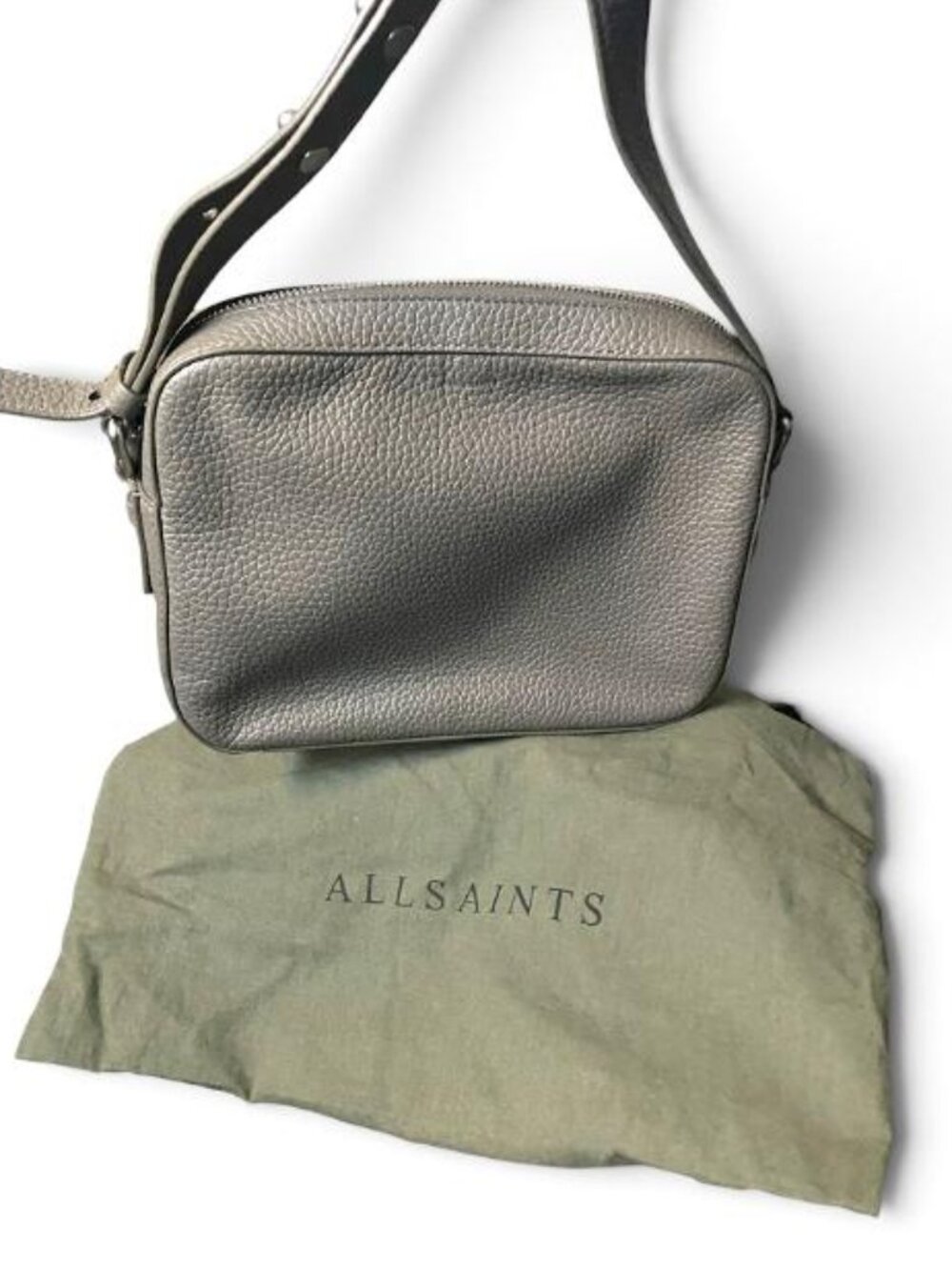 ALL SAINTS - Leather Camera Crossbody Bag GRAY - WITH THE DUSTBAG
